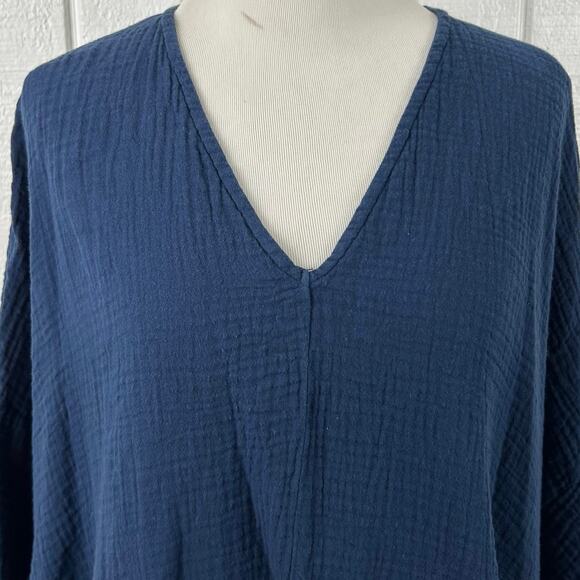 Bryn Walker Women Oversized Short Sleeve Top Blouse Blue Lagenlook Boho Large - Picture 4 of 9